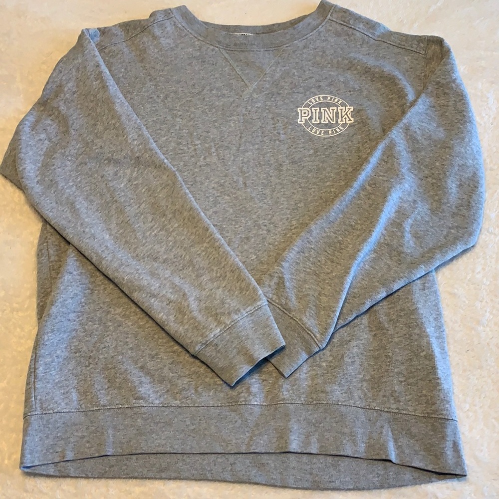 Victoria's Secret Pink gray crew neck sweatshirt